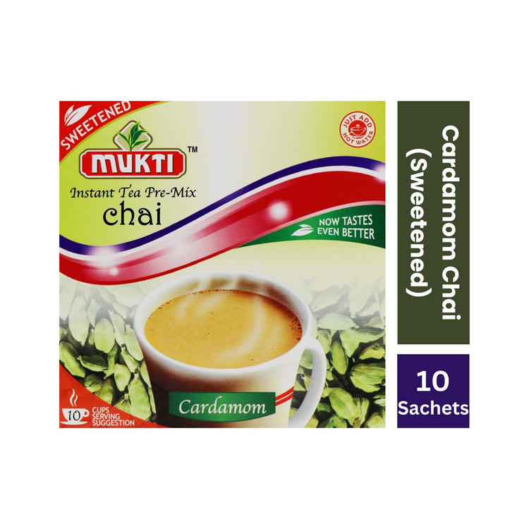 Mukti Instant Tea Pre-Mix Chai Cardamom (Elachi) Sweetened- 220g (10 Sachets)