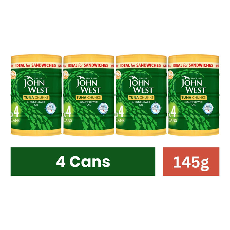 John West Tuna Chunks in Sunflower Oil 4 x 145g