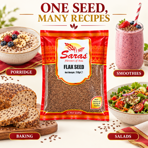 Saras Whole Brown Flax Seeds, Linseed (Alsi) 1kg,