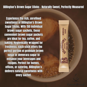 Billington’s Natural Brown Sugar Sticks – 2g (Pack of 1000) | Unrefined Cane Sugar | Individually Wrapped Portion-Controlled Sachets for Tea & Coffee | Ideal for Homes, Offices & Catering