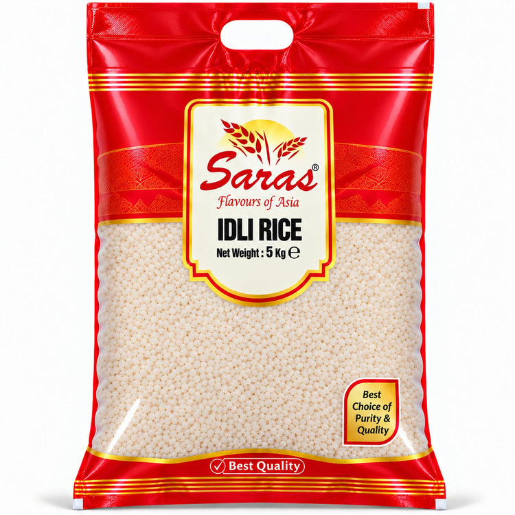 Saras Idli Rice 5kg – Indian Rice for Homemade Idli, Dosa and Uttapam Batter, South Indian Breakfast Cooking, Vegetarian Pantry Staple, Family Pack