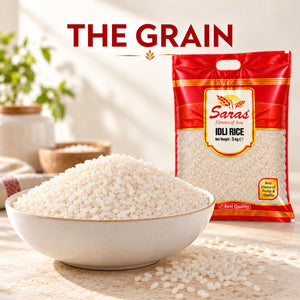 Saras Idli Rice 5kg – Indian Rice for Homemade Idli, Dosa and Uttapam Batter, South Indian Breakfast Cooking, Vegetarian Pantry Staple, Family Pack
