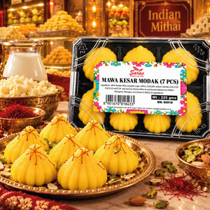 Saras Kesar Modak 7 Pieces | Traditional Indian Saffron Modak | Mithai