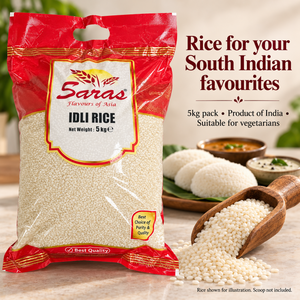 Saras Idli Rice 5kg – Indian Rice for Homemade Idli, Dosa and Uttapam Batter, South Indian Breakfast Cooking, Vegetarian Pantry Staple, Family Pack
