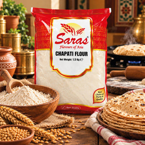 Saras Chapati Flour 1.5kg | Indian Wheat Flour for Chapati & Roti