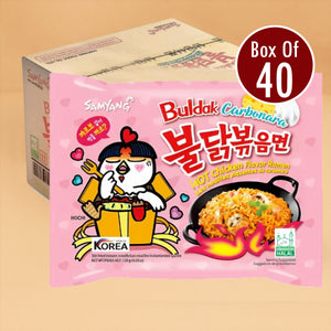 Samyang Hot Carbonara Chicken Ramen 140g – Box of 40 Packs (Creamy & Spicy Korean Noodles)
