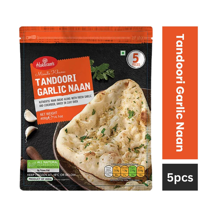 Haldiram Tandoori Garlic Naan (5pcs) - FROZEN