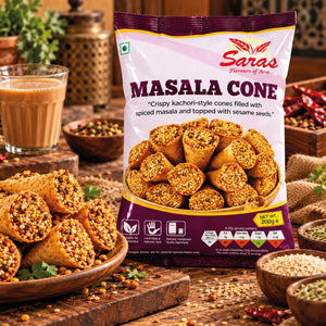 Saras Masala Cone 200g | Spicy Indian Namkeen Snack | Ready-to-Eat Savoury Mix