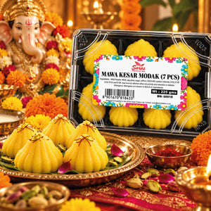 Saras Kesar Modak 7 Pieces | Traditional Indian Saffron Modak | Mithai
