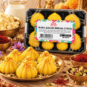 Saras Kesar Modak 7 Pieces | Traditional Indian Saffron Modak | Mithai