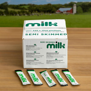 Lakeland  UHT Semi Milk Sticks 10ml (Pack of 240) | Convenient Long-Life Milk Portions for Hot Beverages | Suitable for Various Settings