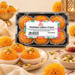 Saras Motichoor Ladoo 6 Pieces | Traditional Indian Sweet | Mithai