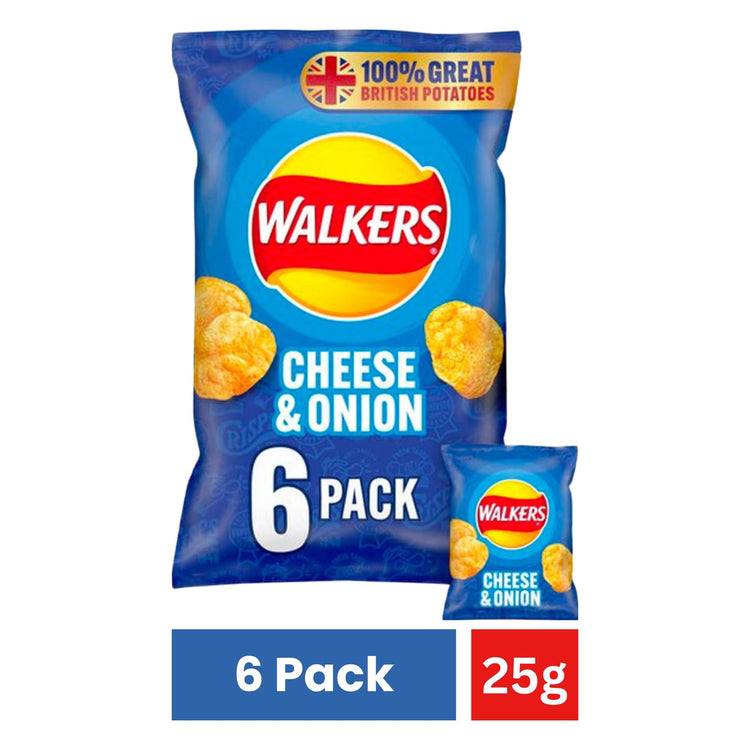 Walkers Cheese & Onion Multipack Crisps 6x25g