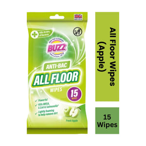 Buzz Floor Anti Bacterial Wipes 15pk Apple