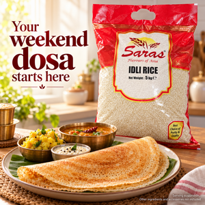 Saras Idli Rice 5kg – Indian Rice for Homemade Idli, Dosa and Uttapam Batter, South Indian Breakfast Cooking, Vegetarian Pantry Staple, Family Pack