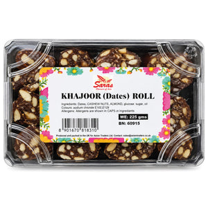 Saras Khajoor Dates Roll 225g | Traditional Indian Date Sweet | Mithai
