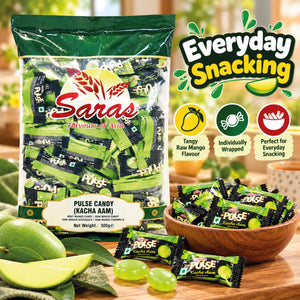 Saras Pulse Candy Kachcha Aam 300g | Raw Mango Flavoured Candy