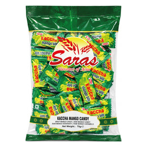 Saras Parle Kaccha Mango Bite Candy 75g | Raw Mango Flavoured Candy