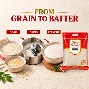Saras Idli Rice 5kg – Indian Rice for Homemade Idli, Dosa and Uttapam Batter, South Indian Breakfast Cooking, Vegetarian Pantry Staple, Family Pack
