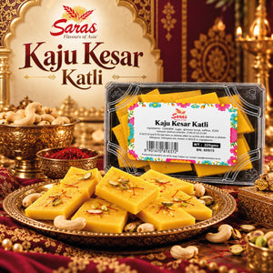 Saras Kesar Kaju Katli 225g | Traditional Indian Cashew & Saffron Sweet | Mithai