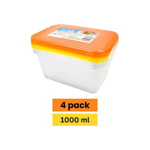 Plastic Food Containers 1000ml - 4 Pack