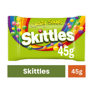Skittles Vegan Chewy Crazy Sour Sweets Fruit Flavoured Bag - 45g