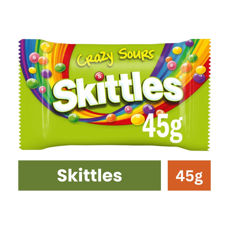 Skittles Vegan Chewy Crazy Sour Sweets Fruit Flavoured Bag - 45g