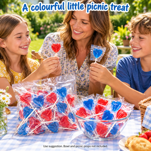 Cherry & Blue Raspberry Heart Lollipops Mix, 200 Individually Wrapped Lollies, 5.2g Each, Red & Blue Sweets for Birthday Party Bags, Wedding Favours, Sweet Tables and Thank-You Gifts