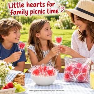 Cherry Heart Lollipops, Pack of 200, 5.2g Each, Individually Wrapped Red Cherry Flavour Lollies for Party Bags and Wedding Favours