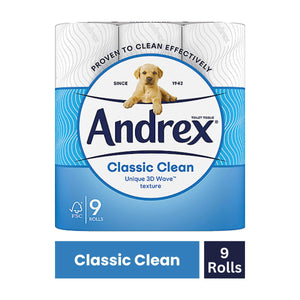 Andrex Classic Clean Toilet Tissue, 9 Rolls