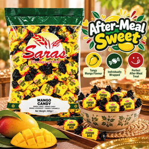 Saras Mango Bite Candy 300g | Mango Flavoured Toffees