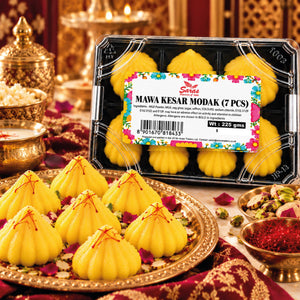 Saras Kesar Modak 7 Pieces | Traditional Indian Saffron Modak | Mithai