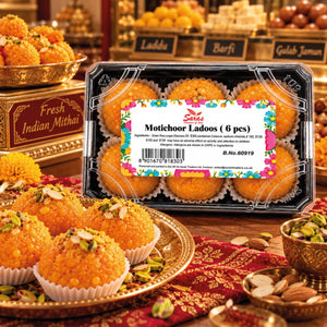 Saras Motichoor Ladoo 6 Pieces | Traditional Indian Sweet | Mithai