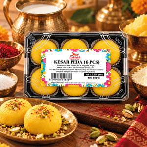 Saras Kesar Peda 6 Pieces | Traditional Indian Saffron Milk Sweet | Mithai