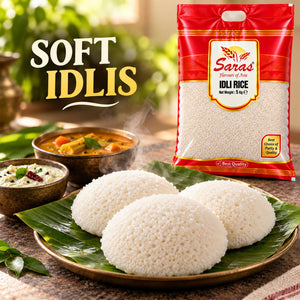 Saras Idli Rice 5kg – Indian Rice for Homemade Idli, Dosa and Uttapam Batter, South Indian Breakfast Cooking, Vegetarian Pantry Staple, Family Pack