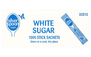Silver Spoon White Sugar Stick Sachets – 1000 × 2g (Total 2kg) | Portion-Controlled Sugar Sticks | Perfect for Tea, Coffee & Catering | Hygienic & Individually Wrapped