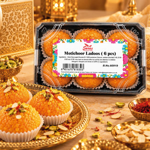 Saras Motichoor Ladoo 6 Pieces | Traditional Indian Sweet | Mithai