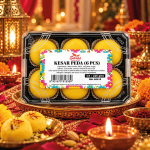 Saras Kesar Peda 6 Pieces | Traditional Indian Saffron Milk Sweet | Mithai