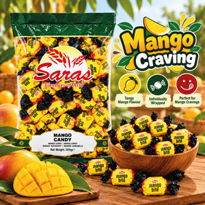 Saras Mango Bite Candy 300g | Mango Flavoured Toffees