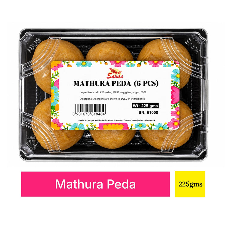 Saras Mithai Mathura Peda 225g – Pack of 6 Pieces