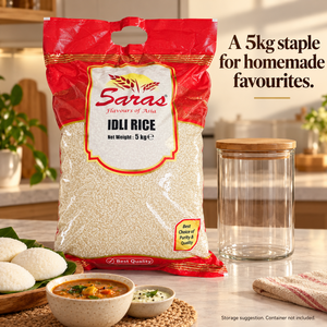 Saras Idli Rice 5kg – Indian Rice for Homemade Idli, Dosa and Uttapam Batter, South Indian Breakfast Cooking, Vegetarian Pantry Staple, Family Pack