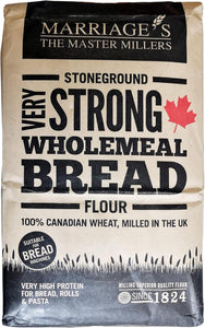 Marriage’s Millers Canadian Very Strong Wholemeal Bread Flour – 1.5kg | High-Protein Wholemeal Flour | Ideal for Rustic Loaves, Rolls & Pizza Bases