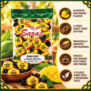 Saras Mango Bite Candy 75g | Mango Flavoured Candy