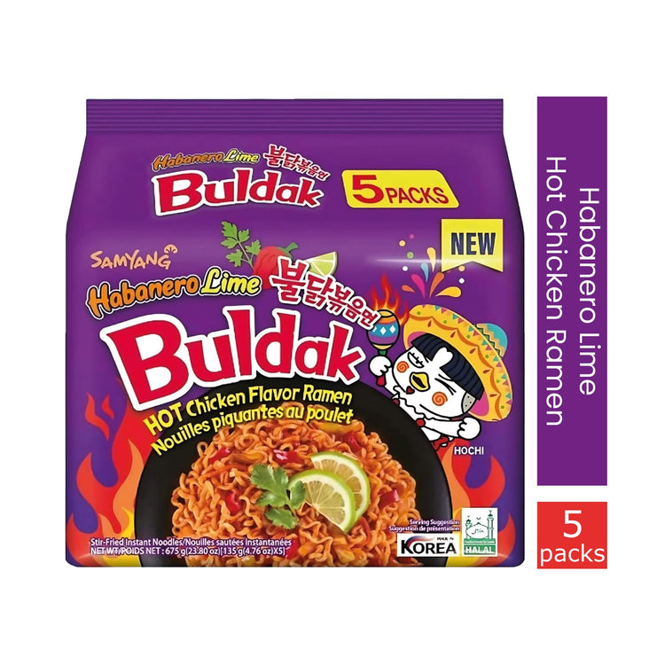 Samyang Buldak Habanero Lime Hot Chicken Ramen- 135g (Pack of 5)