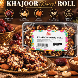 Saras Khajoor Dates Roll 225g | Traditional Indian Date Sweet | Mithai