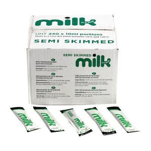 Lakeland  UHT Semi Milk Sticks 10ml (Pack of 240) | Convenient Long-Life Milk Portions for Hot Beverages | Suitable for Various Settings