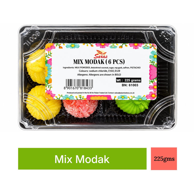 Saras Mithai Mix Modak 225g – 6 Pieces