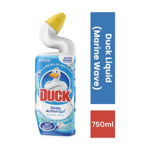 Duck Liquid Toilet Cleaner, Deep Action Gel, Marine Wave - 750ml