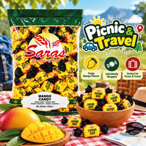 Saras Mango Bite Candy 300g | Mango Flavoured Toffees