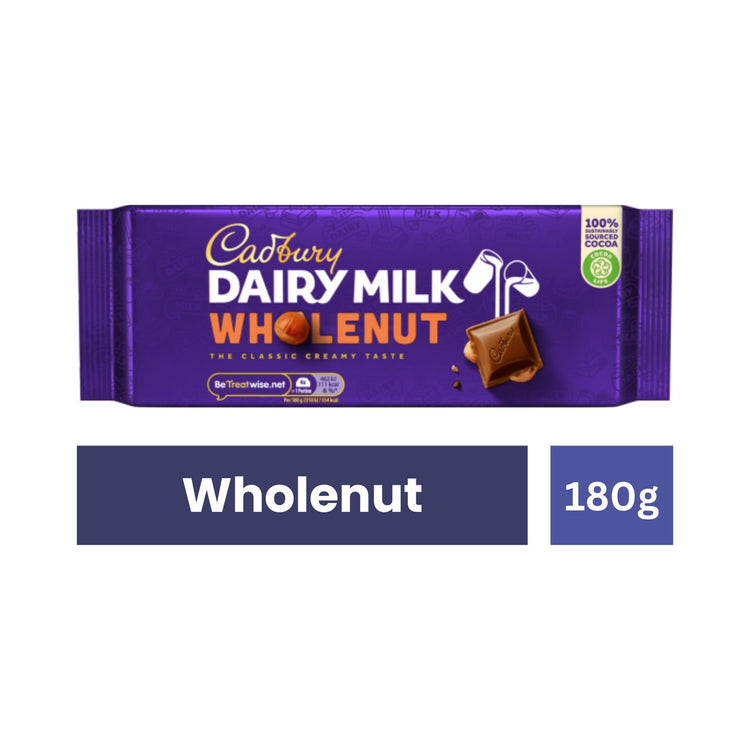 Cadbury Dairy Milk Wholenut Chocolate Bar - 180g